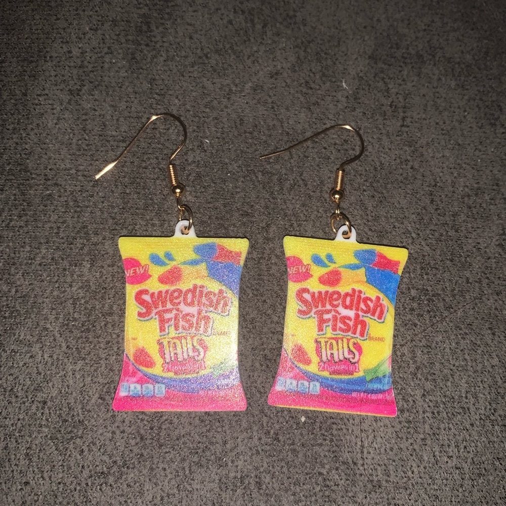 Swedish Fish Tails Candy Snacks Products Earrings -26